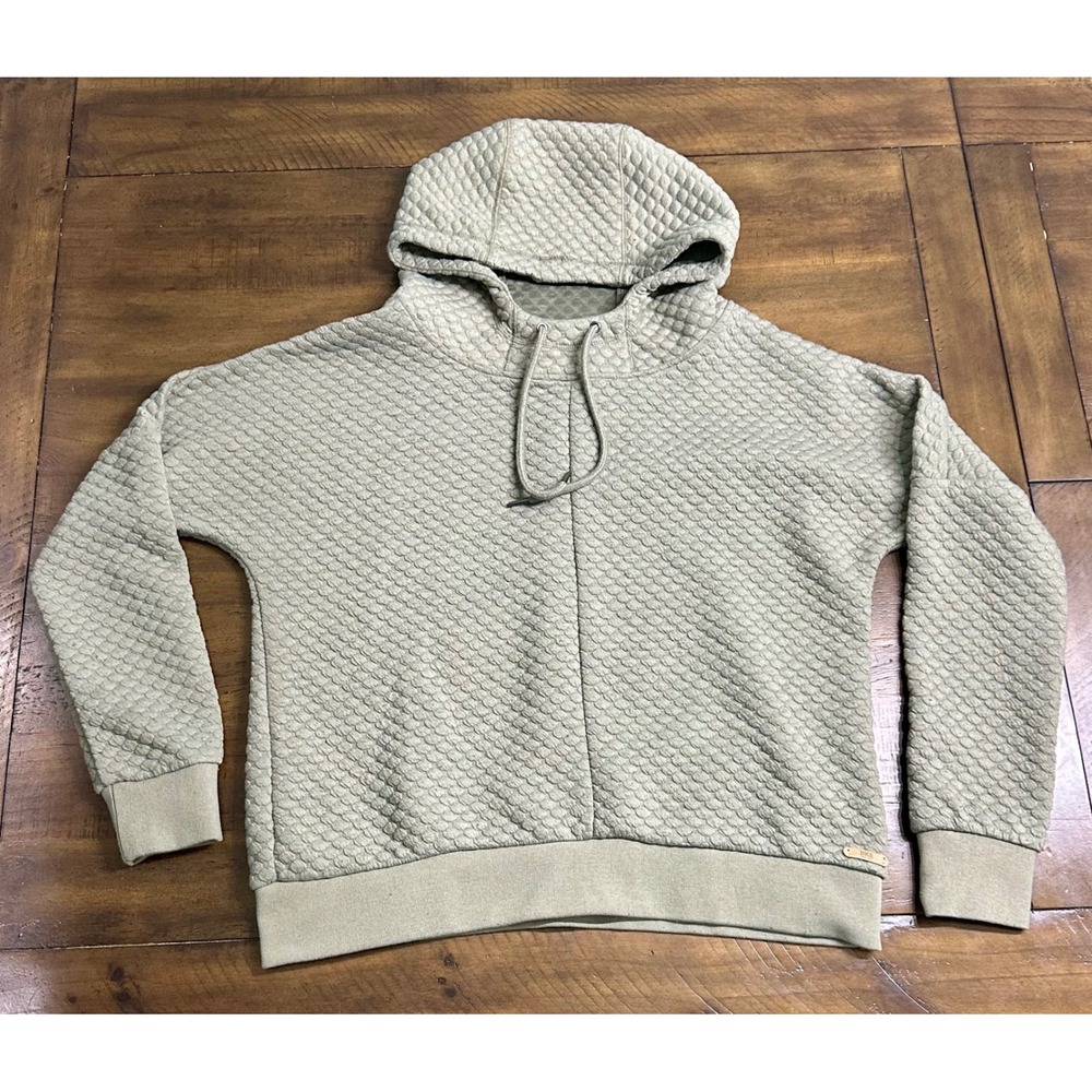 BKE Women Quilted Bubble Texture Hoodie‎ Sage Green Pullover Sweatshirt Small
